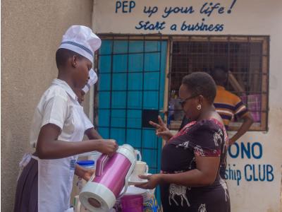 Students selling from their school shop